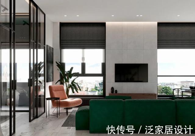 客厅|65㎡精致一居室公寓，灰色调高级到爆炸