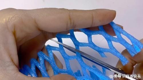 亲子手工创意,水果网做成的勿忘我,幼儿园老师都在做