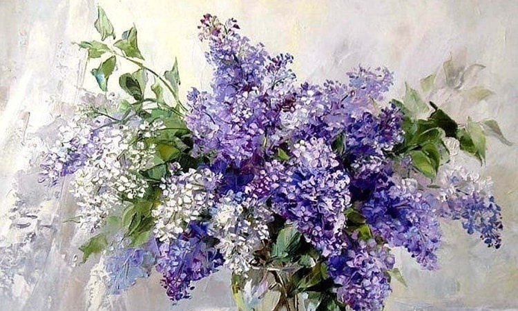 鉴赏#这组丁香花画的很漂亮，俄罗斯艺术家油画静物花卉作品鉴赏