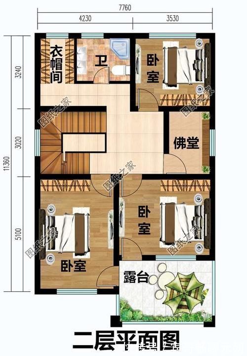 卧室|农村自建房设计图，两开间的户型也可以盖的很大气，清新有范