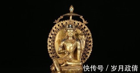 绿松石$清早期,铜鎏金绿度母造像