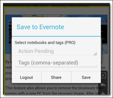 如何在Android设备上启用全页Evernote剪贴画