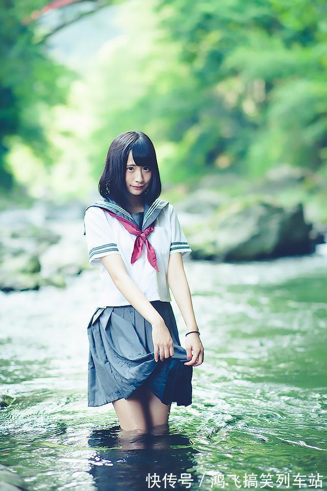 JK|日本JK水手服美图赏:青山绿水间的蓝白少女
