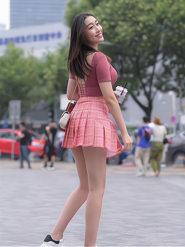 高腰 身材微胖不要紧,百褶短裙可以让你显瘦还显年轻