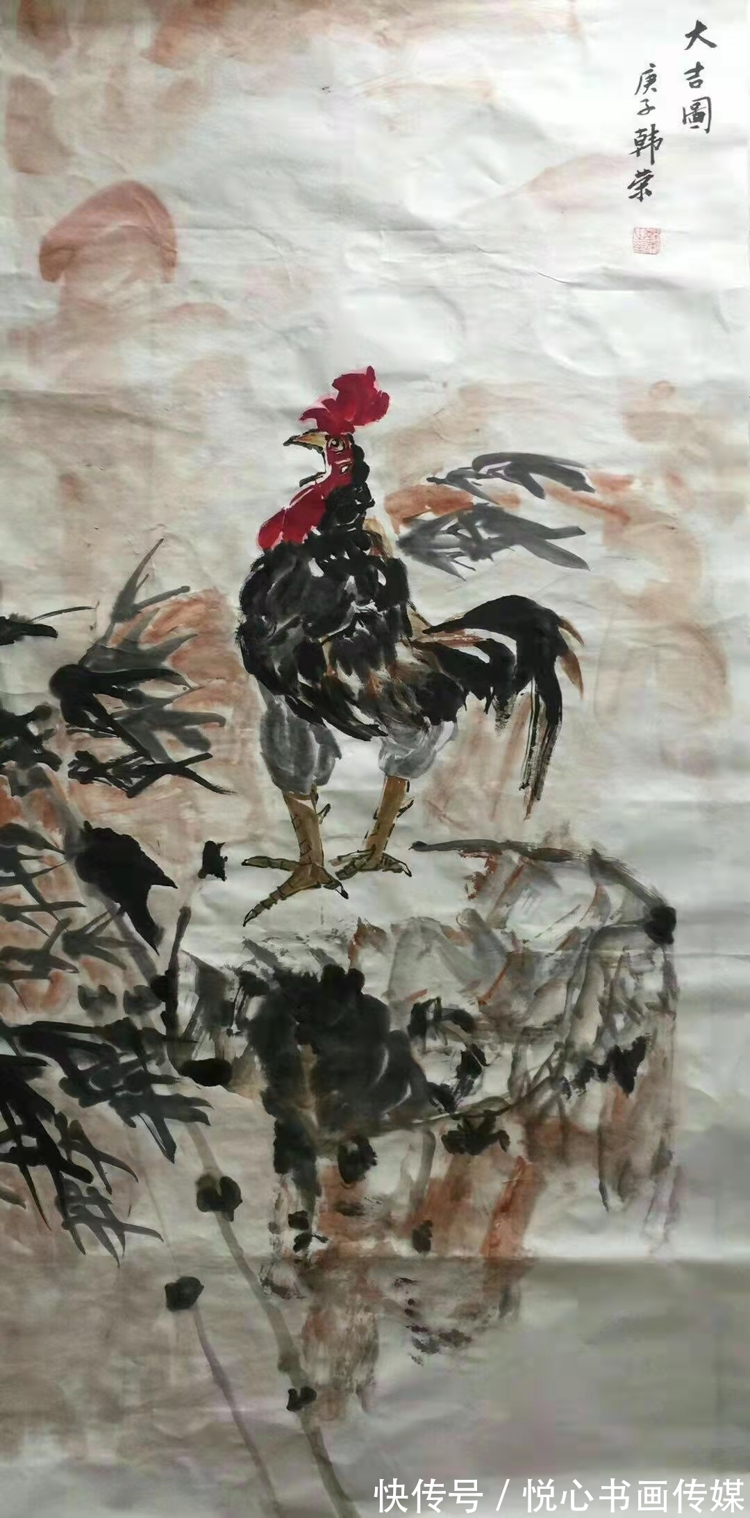 牡丹$构图大气，富贵天成，当代著名画家韩荣国画作品欣赏