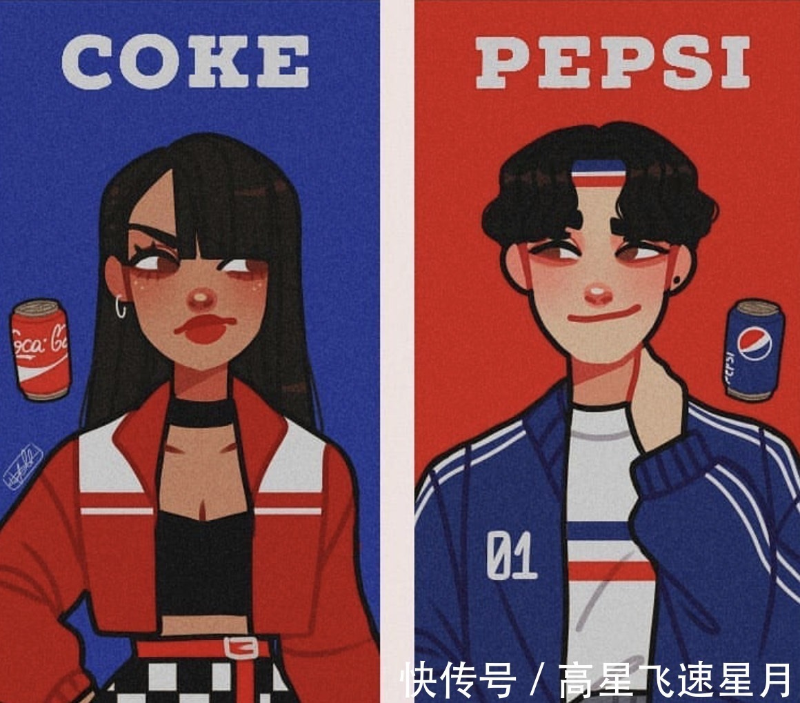 雪碧|国外画师眼中的“汽水拟人化”,芬达无敌美少女,可乐CP真养眼