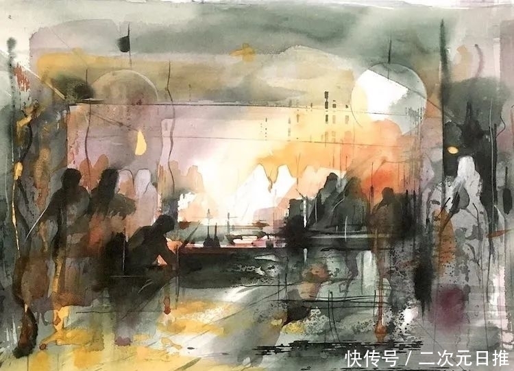 水彩画!空灵的水彩画,在抽象与写实间徘徊,把城市变得像梦境一般