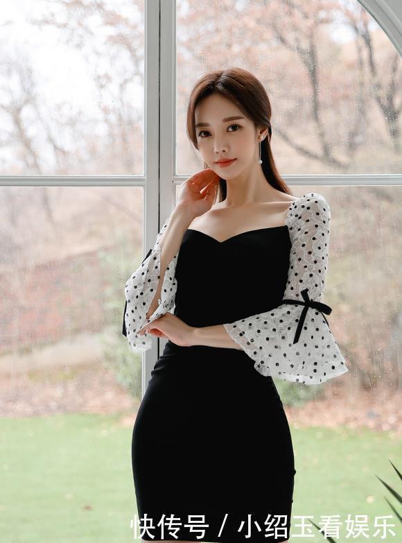 女人味|孙允珠黑色抹胸包臀裙,性感中凸显女人味