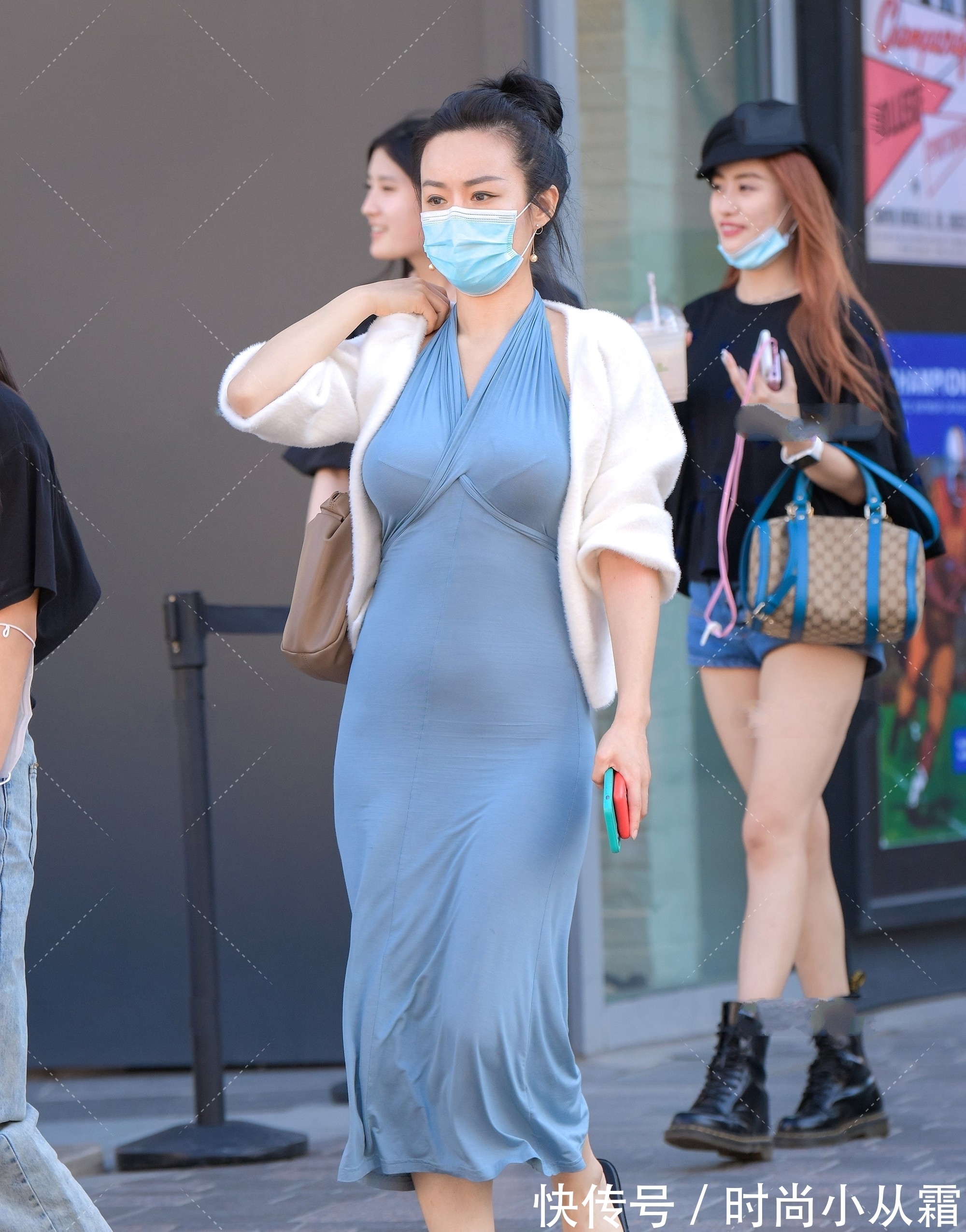 穿搭|轻熟风连衣裙搭配纯白色针织外套，高贵有气质