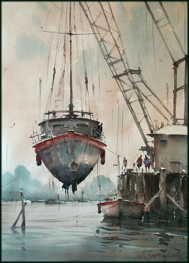 水彩画!水染的建筑与街道,塞尔维亚水彩画大师Dusan Djukaric作品(一)