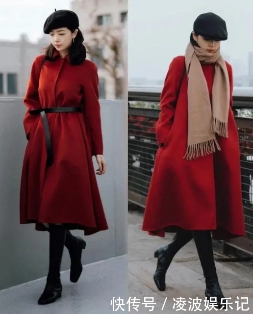 三木的“红色大衣穿搭”真美,喜庆又洋气,圣诞、新年照穿就对