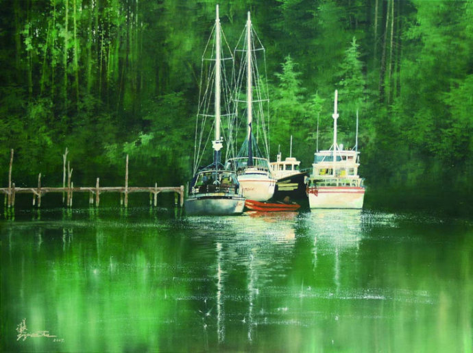 静恬#舒益谦的绘画作品,有一种诗意的美!