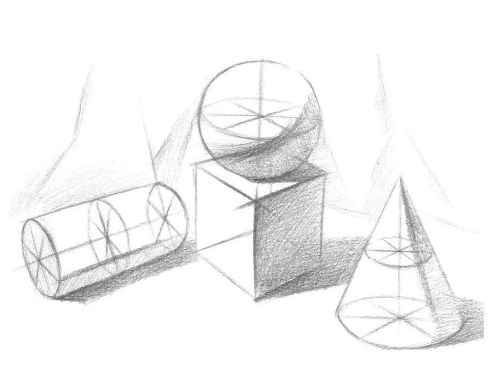  基础|几何体结构素描怎么画？分步骤图解示范教你，适合0基础临摹学习