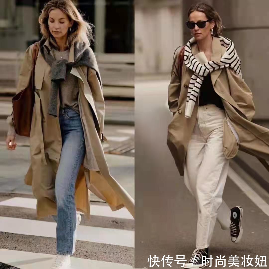 早秋|“卡其色风衣”的高级穿搭,高级优雅又显气质,50岁照穿真洋气
