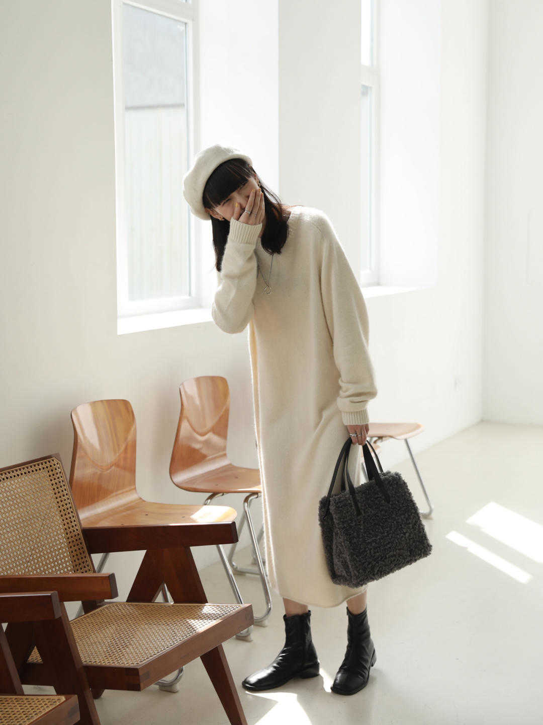 棕色|谁说针织连衣裙搭不出范,直筒针织连衣裙,时尚气质惊喜不断