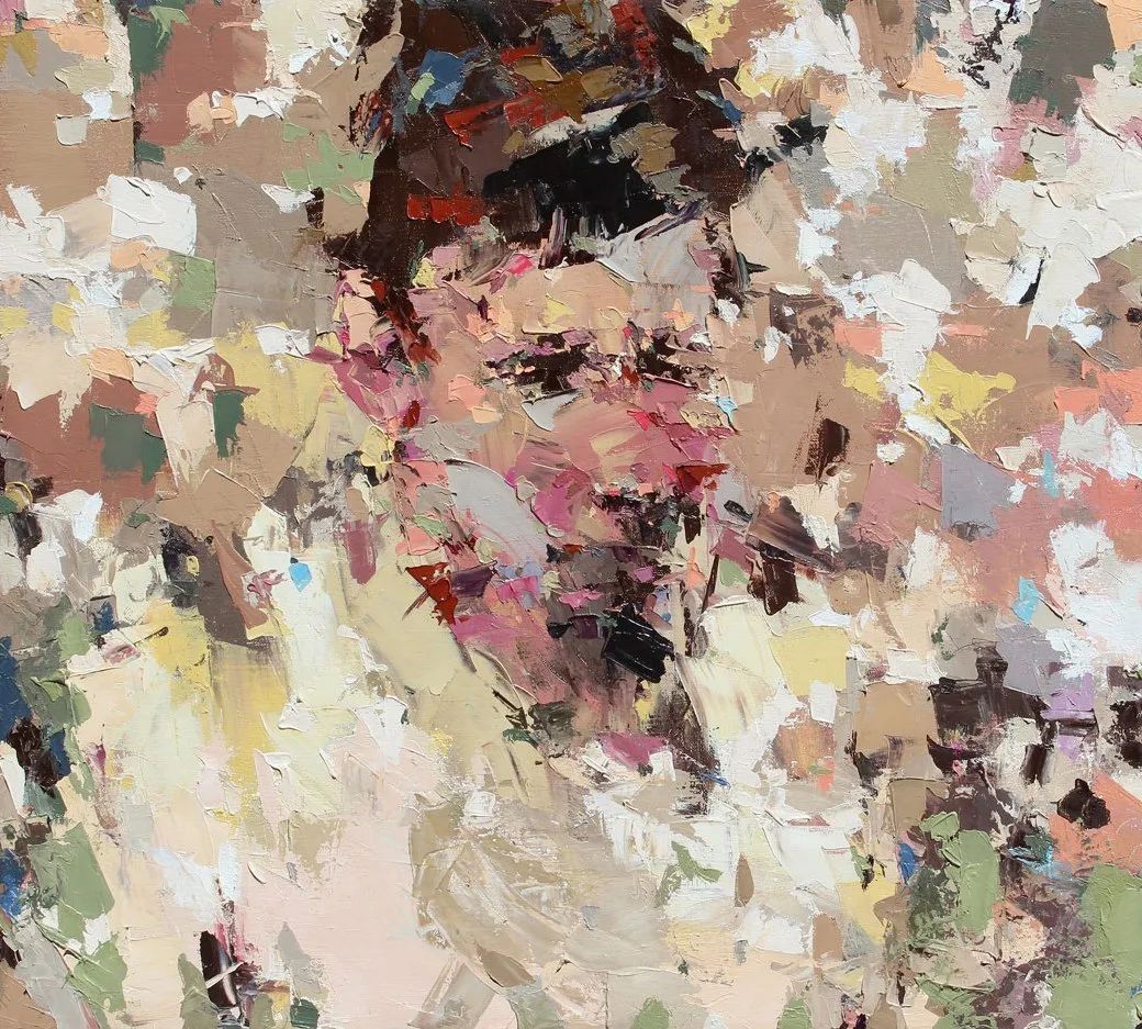 纹理&他将杂碎的色块,厚重的纹理,融于画中的人物