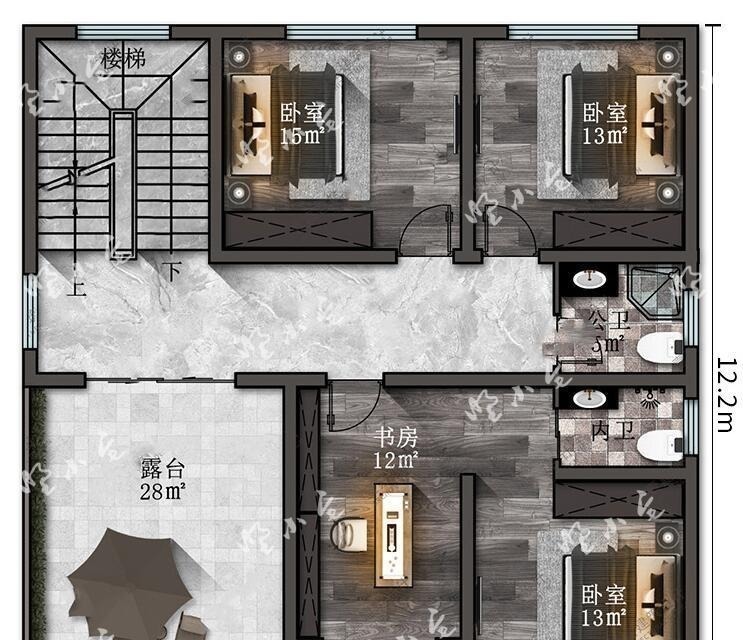 户型|农村建房,这套10X10米户型火了,舒适性卧室加露台超级实用