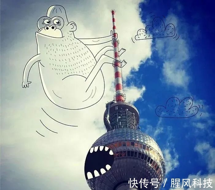 插画#拥有“魔法”的插画家，用几笔涂鸦，将沉闷的照片变得趣味十足