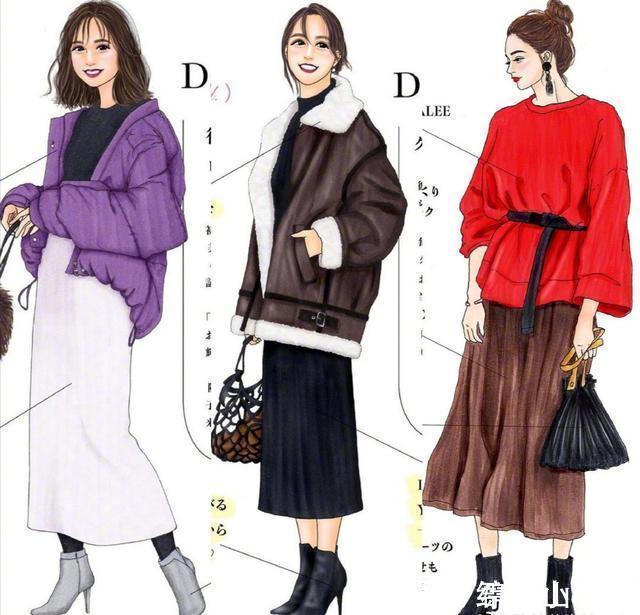 秋冬|日本插画师秋冬手绘穿搭,时髦又实用,每一套都是穿搭范本