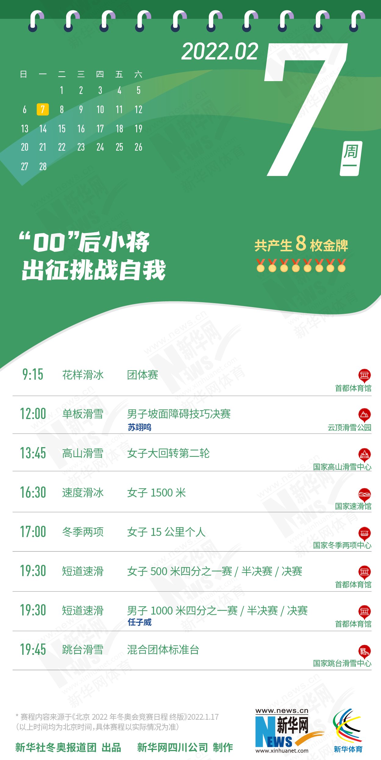 金牌|拿走不谢！这份北京冬奥会金牌赛事日历太赞了