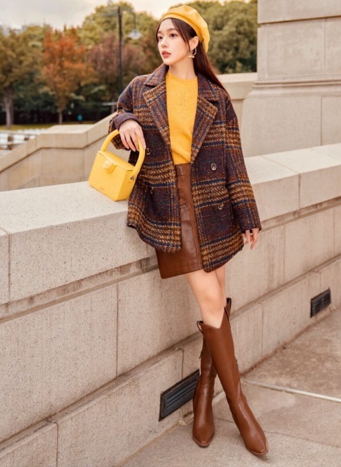 半身裙 2021年超火的“格纹外套”,分分钟穿出高级感,这样搭保暖还好看