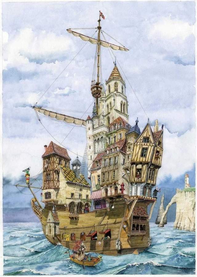 水彩&颇有想象力的插画:童话故事般的建筑水彩