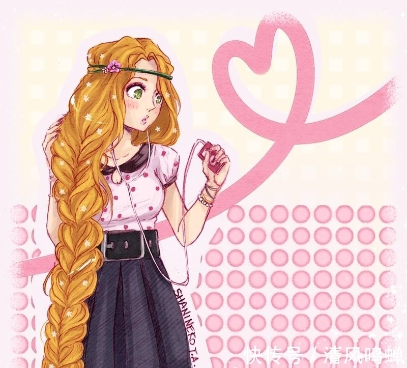 迪士尼公主&插画师将迪士尼公主绘成流行概念风格,使之充满少女活力