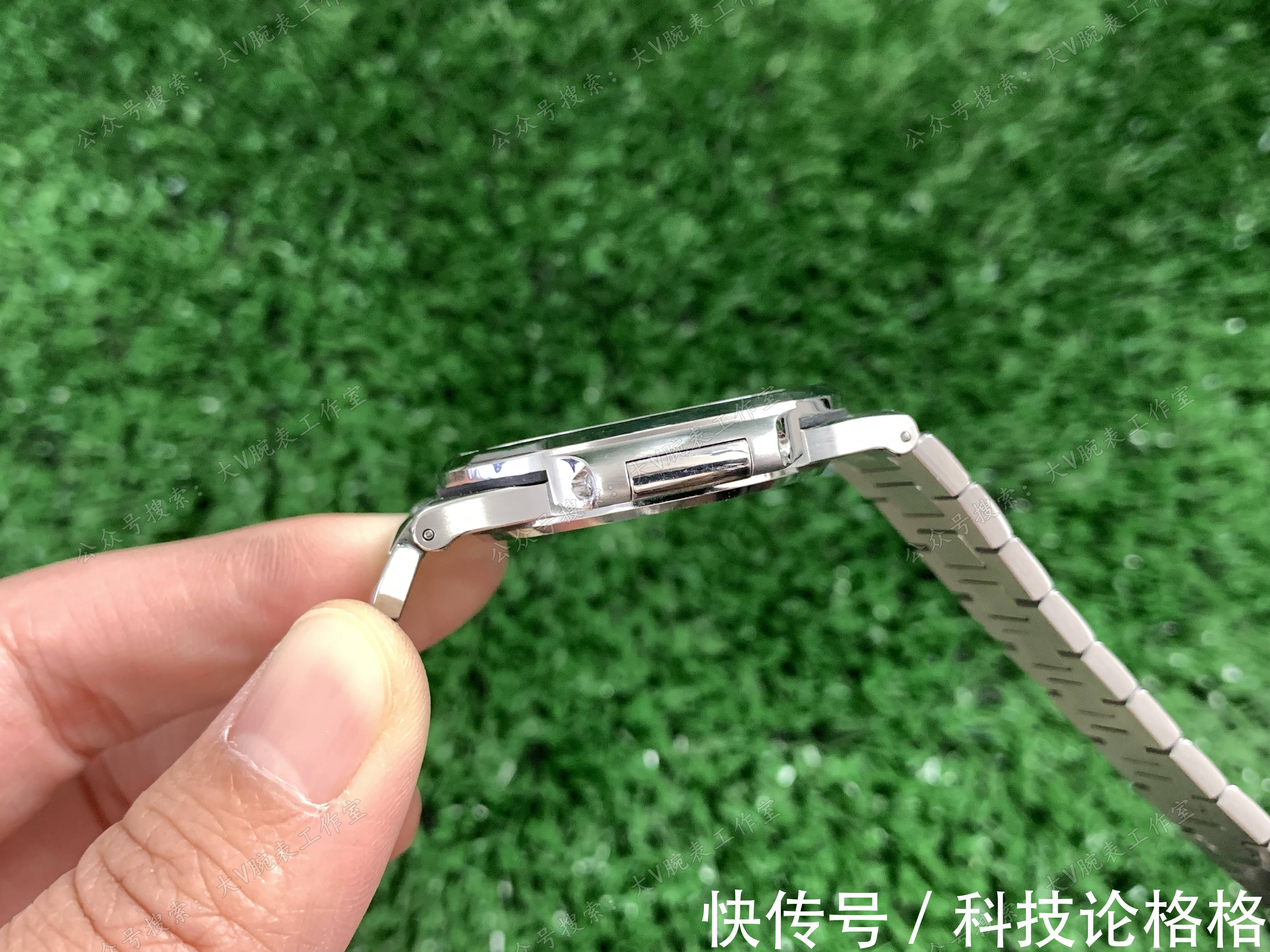 镶钻 橄榄绿色盘面鹦鹉螺改装后镶钻圈口,鹦鹉螺5711绿面无损改装后镶钻腕表!