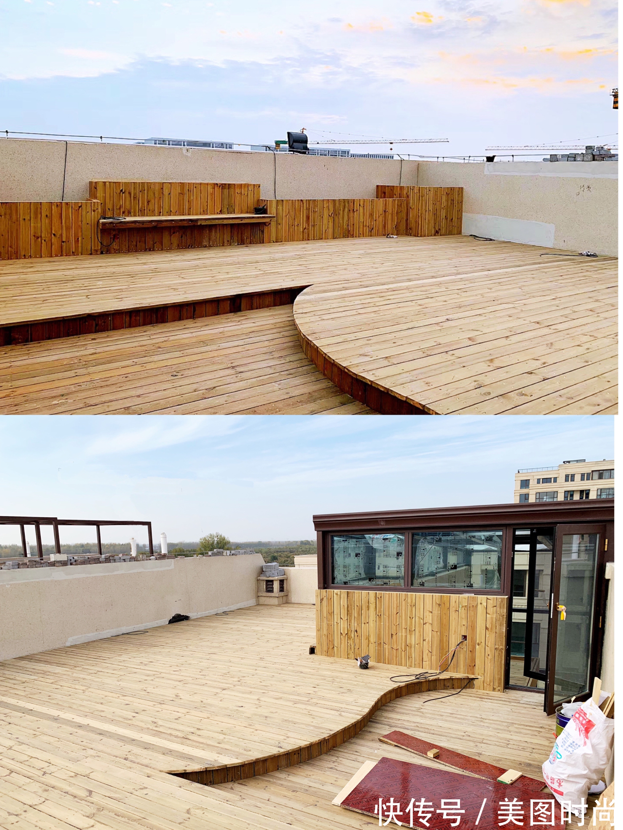 樟子松|花园改造:2万改造60㎡露台花园,户外地面防腐木成本及优劣分析