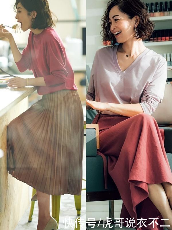 40岁的女人穿裙装不显老，瞧日本女人的开春搭配，优雅又有气质