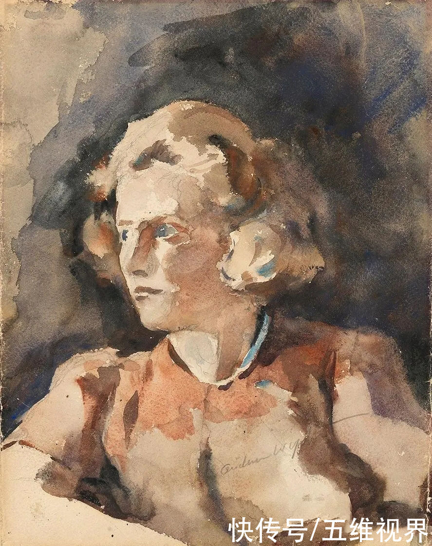 水彩|「名家作品」安德鲁·怀斯水彩侧面人像
