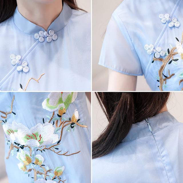 刺绣|仙气十足的改良旗袍裙,才是塑造淡雅女神的必备单品