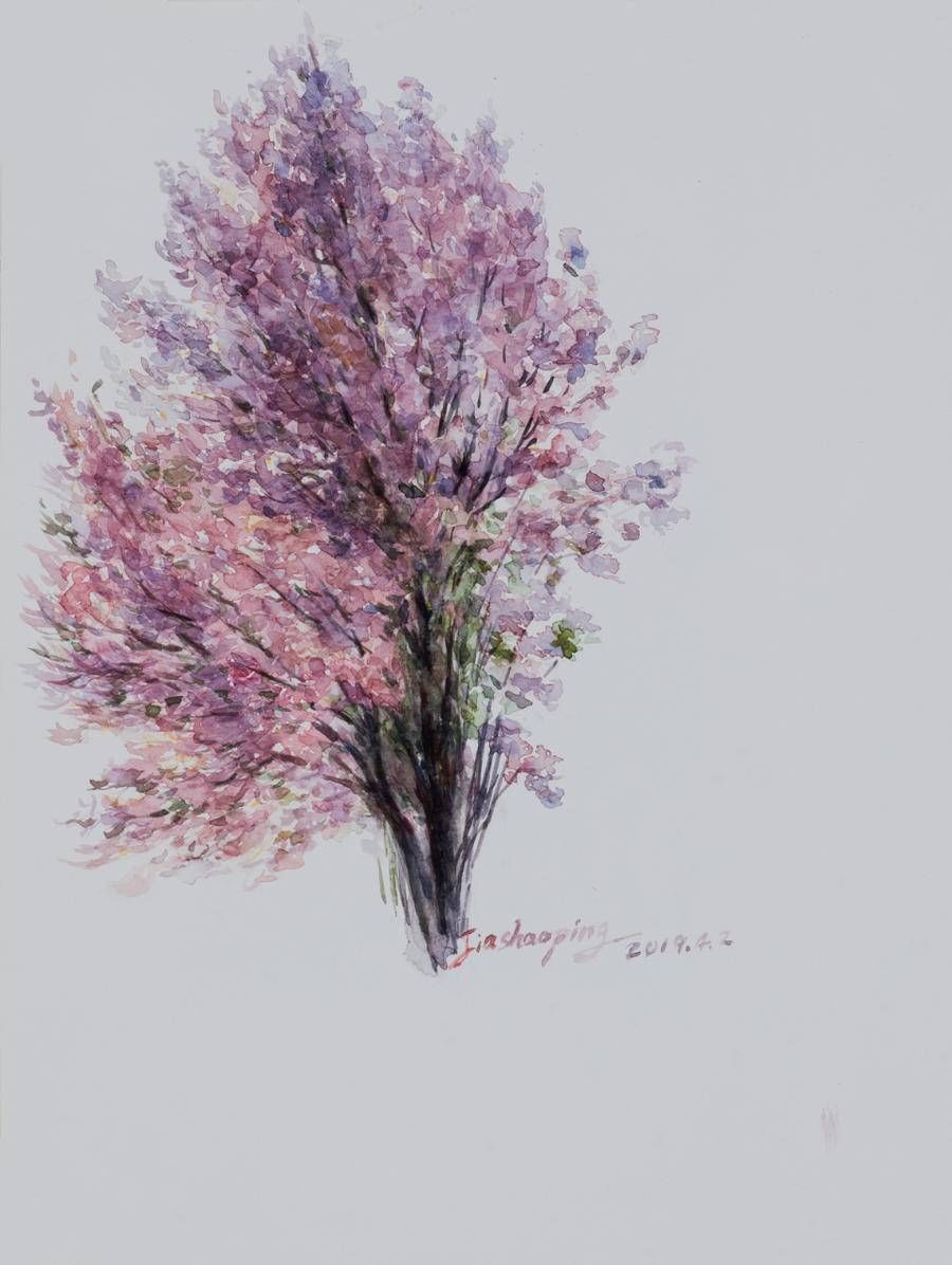 海棠花随风舞动|贾绍萍轻水彩系列 | 美术家协会