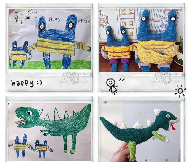 编织成|妈妈会魔法,钩针就是她的魔法棒,把孩子的画编织成了实物