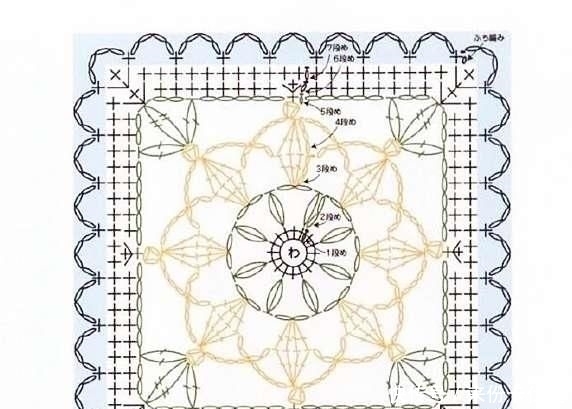 图解|多款四边形钩针花片,都有图解说明,喜欢就拿走