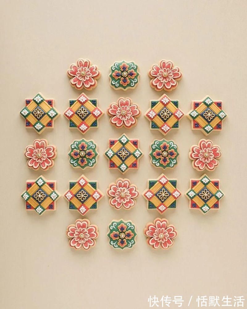 饼干|美到舍不得吃！甜品师手作花砖饼干，救救老夫的少女心！