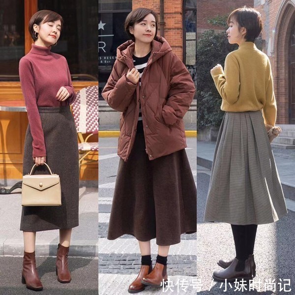 温婉贤淑的成熟女人穿搭！毛衣+裙子，讲求的是舒适自然