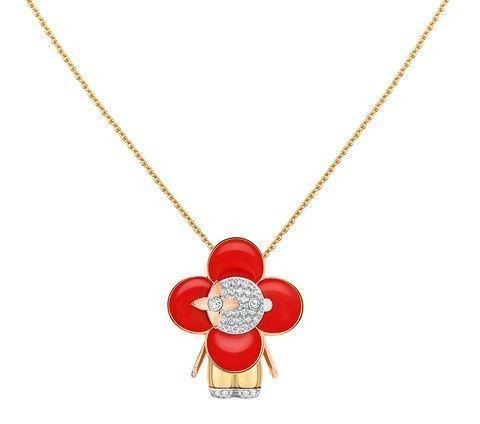 enne LV吉祥物化身能站、能动的镶钻玩偶项链!