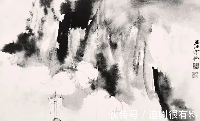 泼墨&张大千12开泼墨小品山水画,少见、难见!