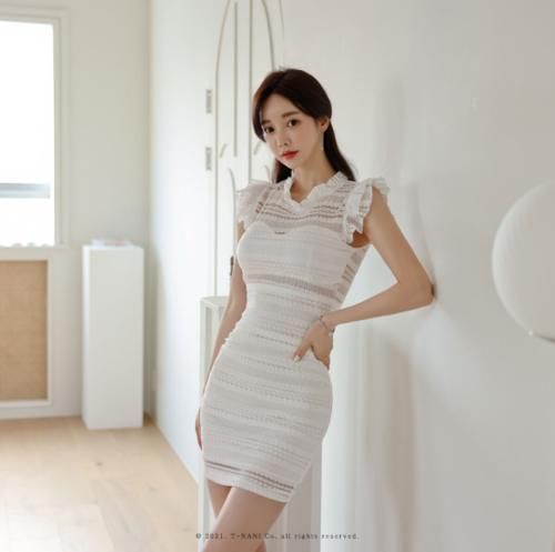 金盏|美人图鉴孙允珠:金盏花瓣卷边清新刺绣包臀裙