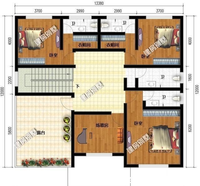 惬意|2栋外形简单的别墅户型，看着很舒服，住着很惬意！