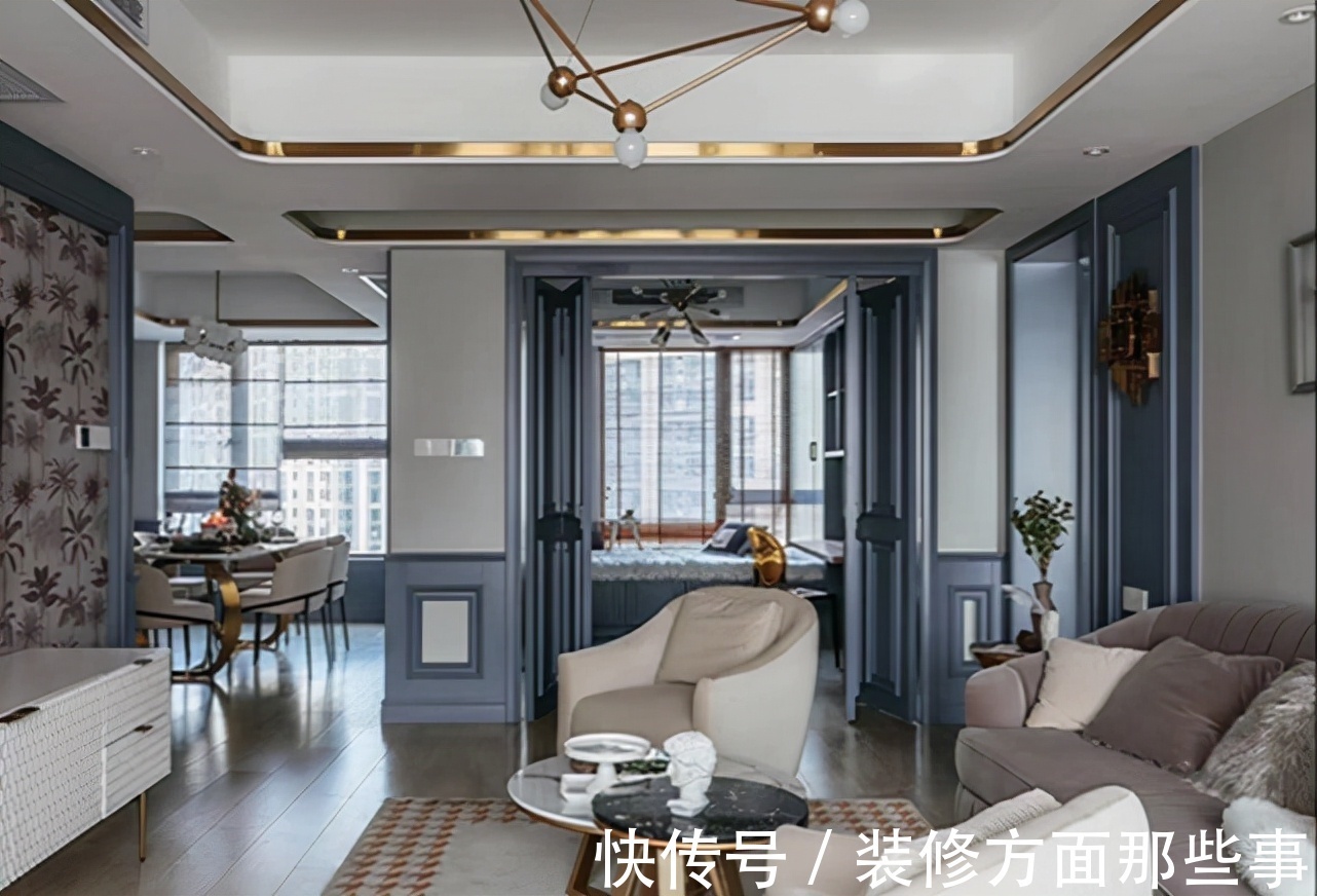 客厅|118平美式风三居室,再简单的设计也是美的?仪?式