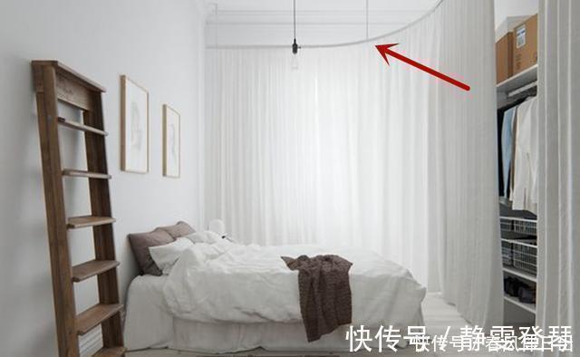 帘子|一个窗帘能搞定的事，干嘛还得装衣柜门，加个弧形轨道，不占1㎡