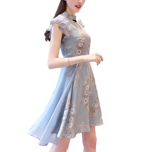 低领|优美旗袍连衣裙,时尚修身,尽显玲珑曲线之美