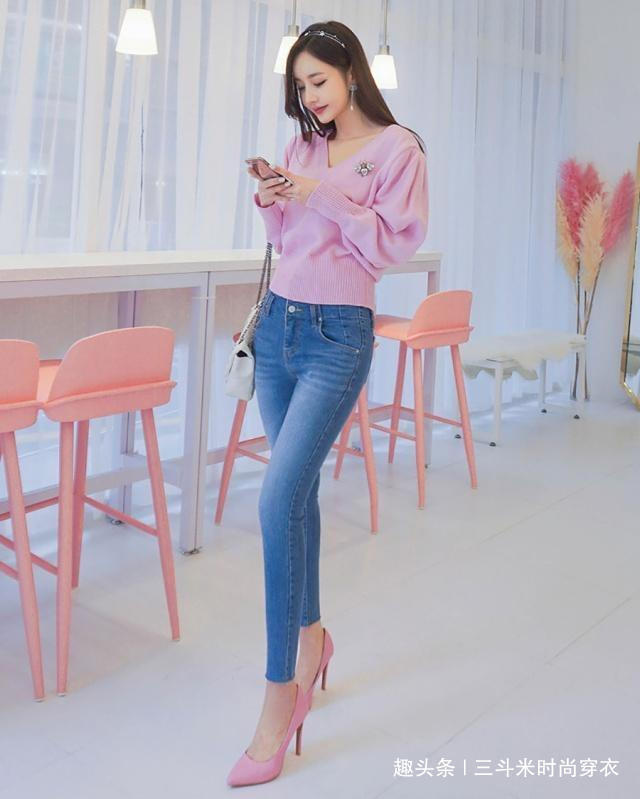 牛仔裤 蓝色紧身牛仔裤,清新靓丽美,让你瞬间拥有了女神气质!