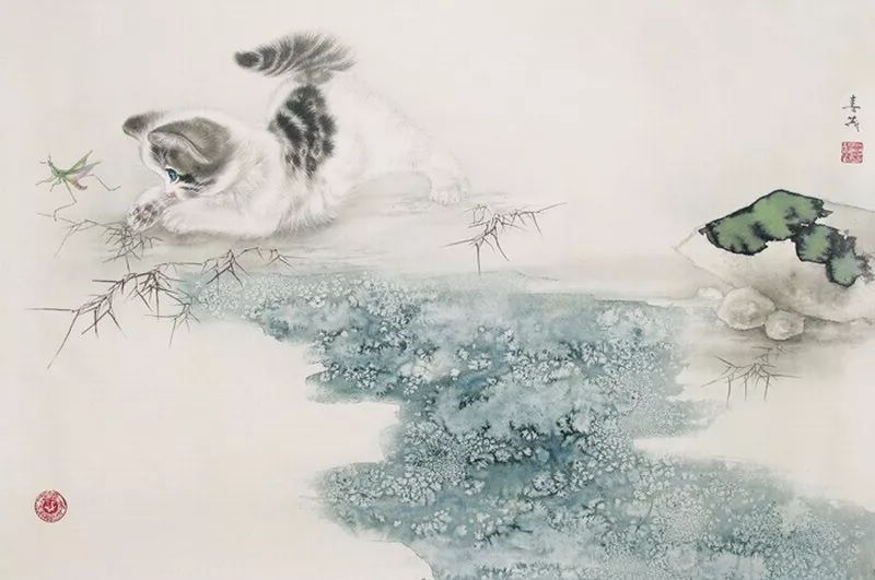 代表作品@米春茂笔下的猫,趣萌可爱,稚气童真