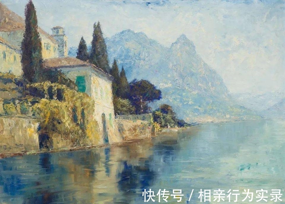 空间感&他是印象派画家,风景油画调子清雅,动感的笔触肌理让人赏心悦目