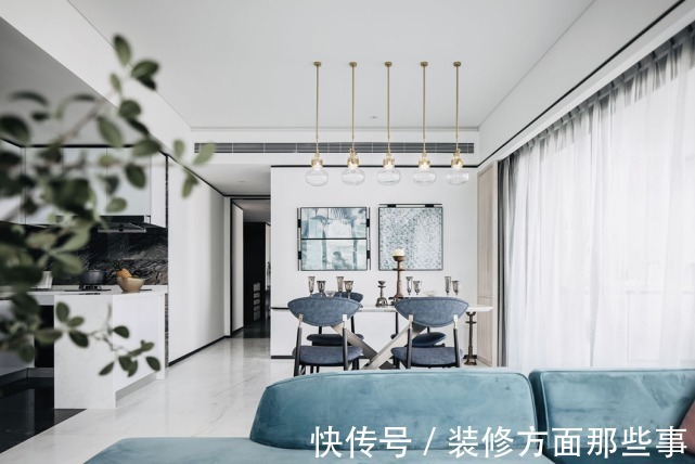 三居室|132平现代风三居室,在海蓝色海洋里做一个幸福的人