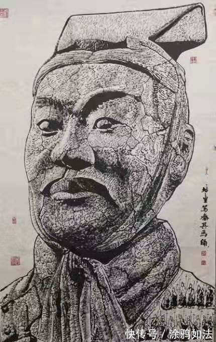 兵馬俑|秦始皇兵馬俑馬培童焦墨組畫,震動畫壇,有目共賞!