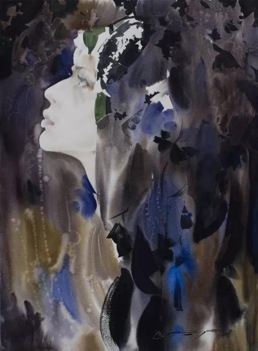 斯拉瓦@水墨韵味,乌克兰艺术家斯拉瓦·普里切德水彩人物作品欣赏